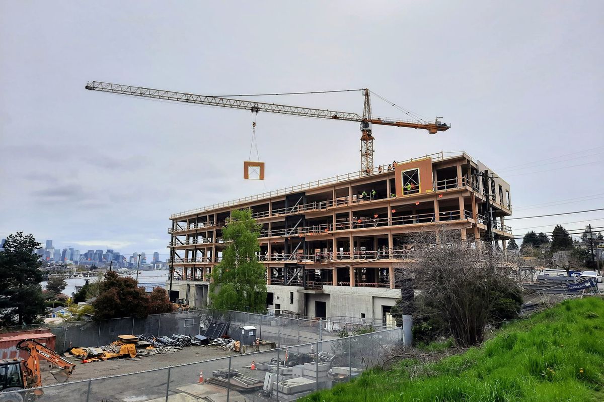 Seattle skyline featuring modern high-rise buildings and green architecture elements