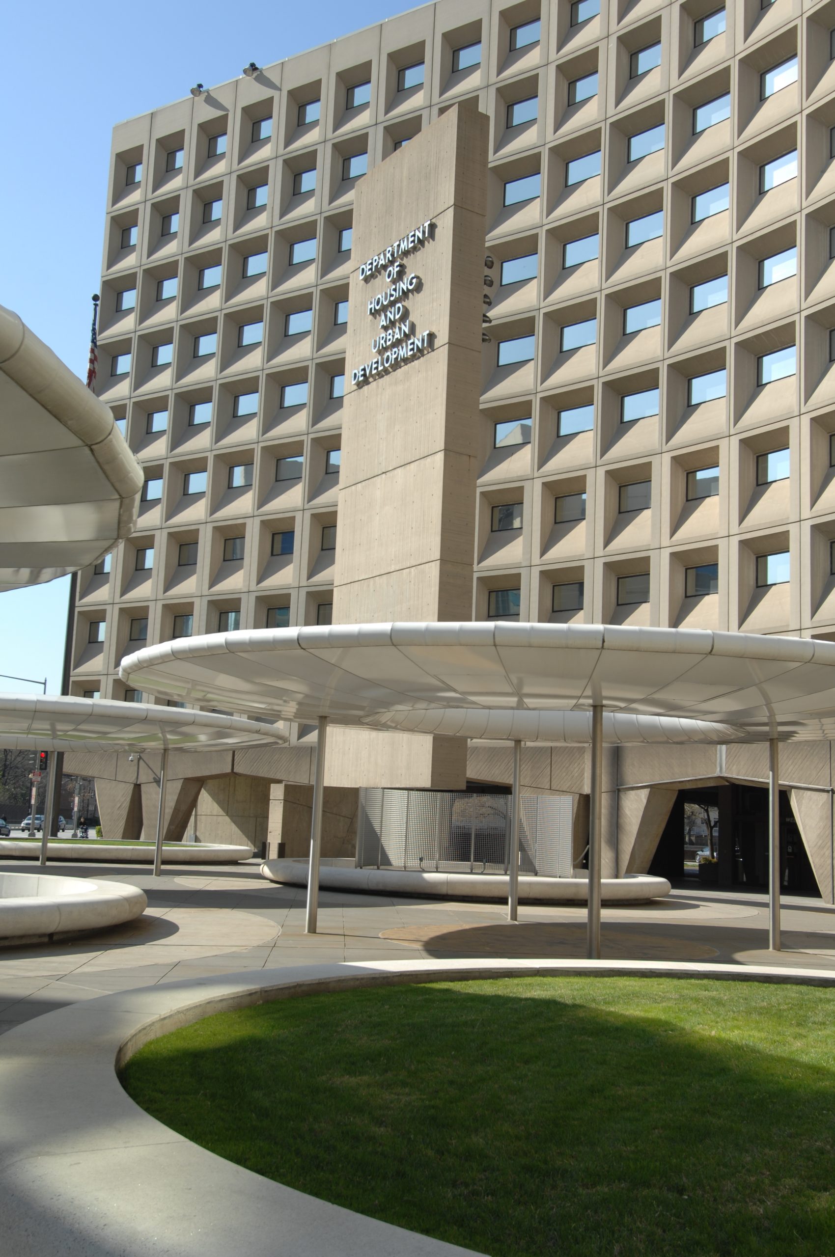 Exterior of the US Department of Housing and Urban Development building in Washington D.C.
