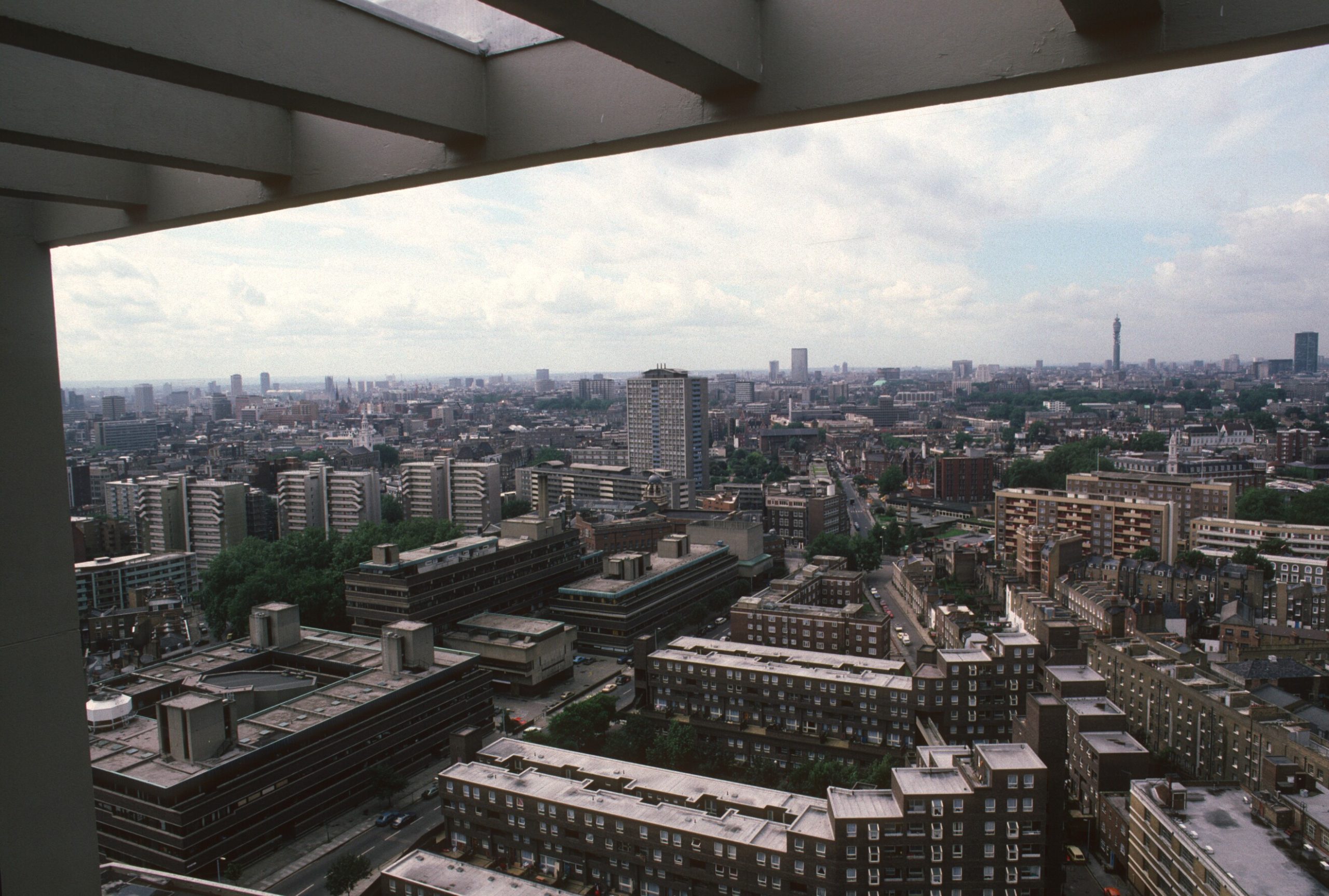 Diverse urban street scene in London with planning in progress