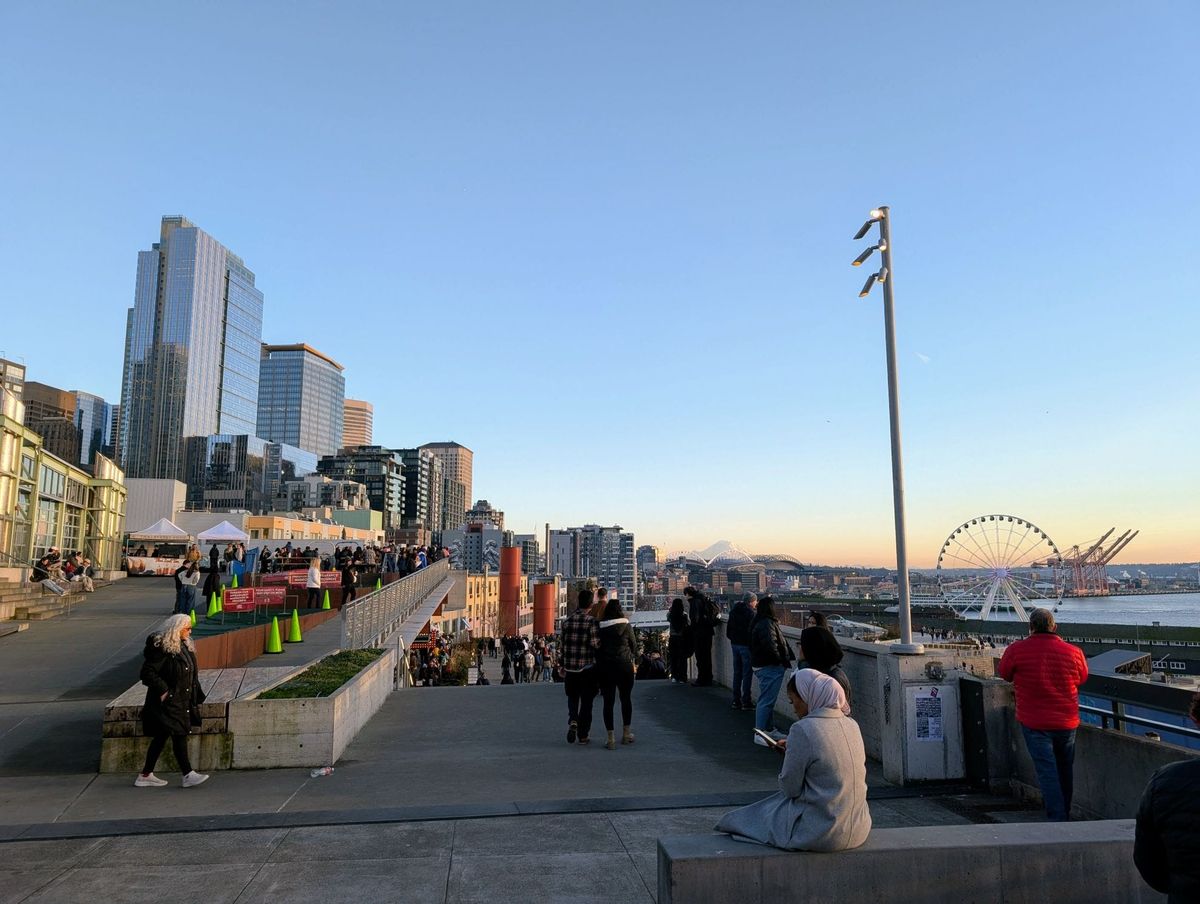 Seattle cityscape reflecting urban development and climate action initiatives.