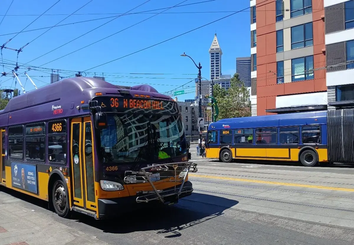 A map showing bus routes across the city of Seattle.