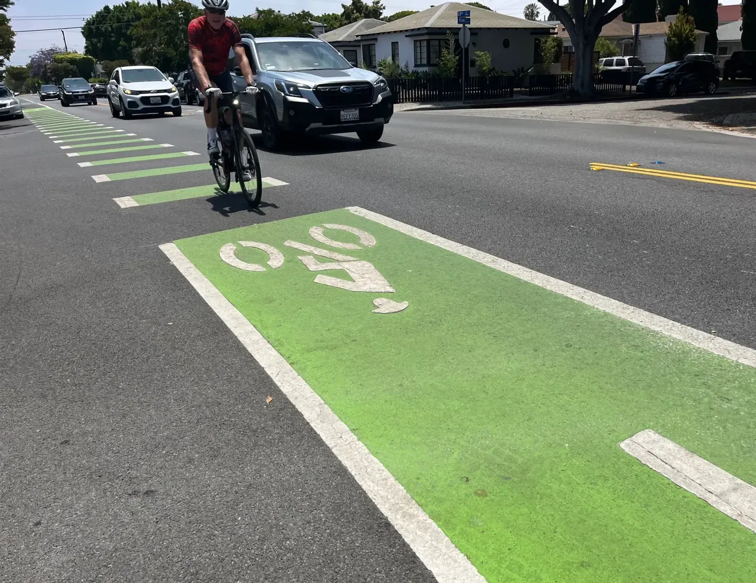 A city vehicle in Santa Monica equipped with cameras for automated enforcement of traffic and bike lane regulations.