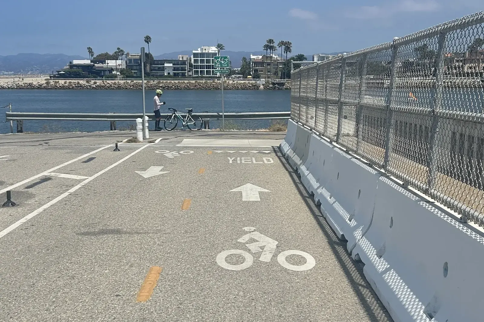 Cyclists on a bike path near Marina del Rey, Los Angeles
