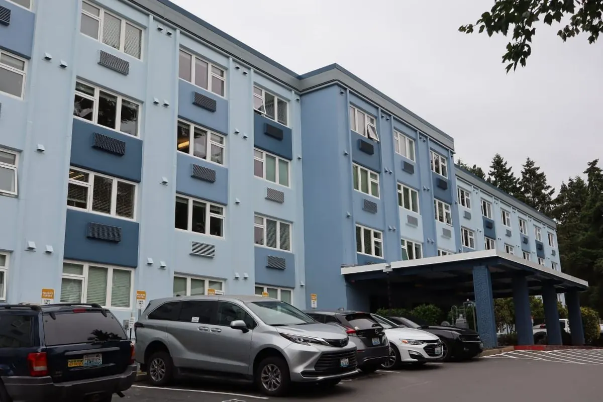 The Sheila Stanton Place building, a former La Quinta Inn, now housing individuals exiting homelessness in Kirkland, Washington.