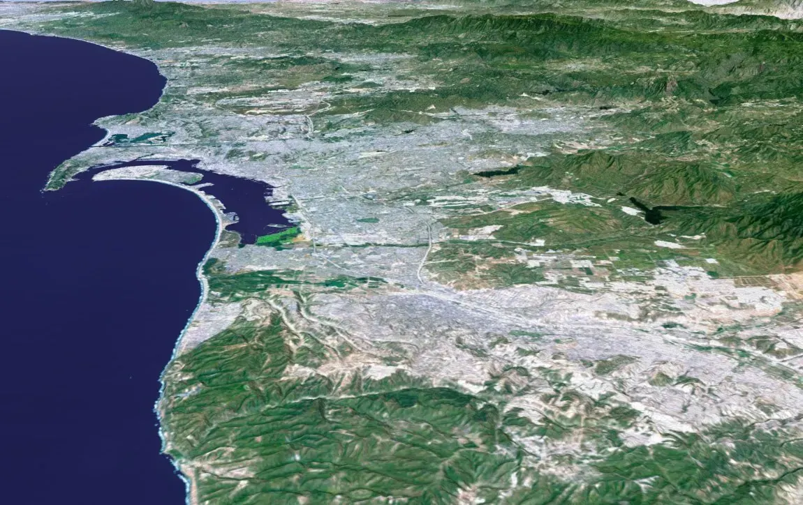 A border crossing area in San Ysidro, California, near the proposed Southwest Village development site.