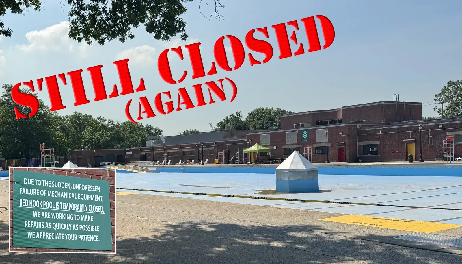 Exterior view of the Sol Goldman Recreation Center pool in Red Hook, Brooklyn.