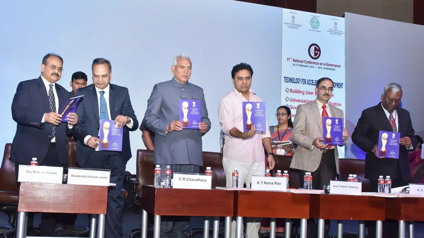 Smart Cities Dive awards event with city government officials and urban technology projects