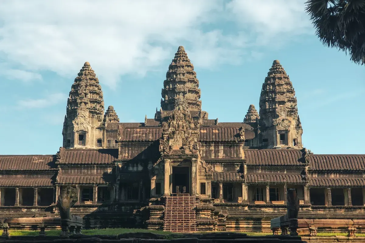 Angkor Wat temple complex in Cambodia, a UNESCO World Heritage site, surrounded by dense jungle